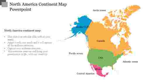 North America Continent Map Powerpoint